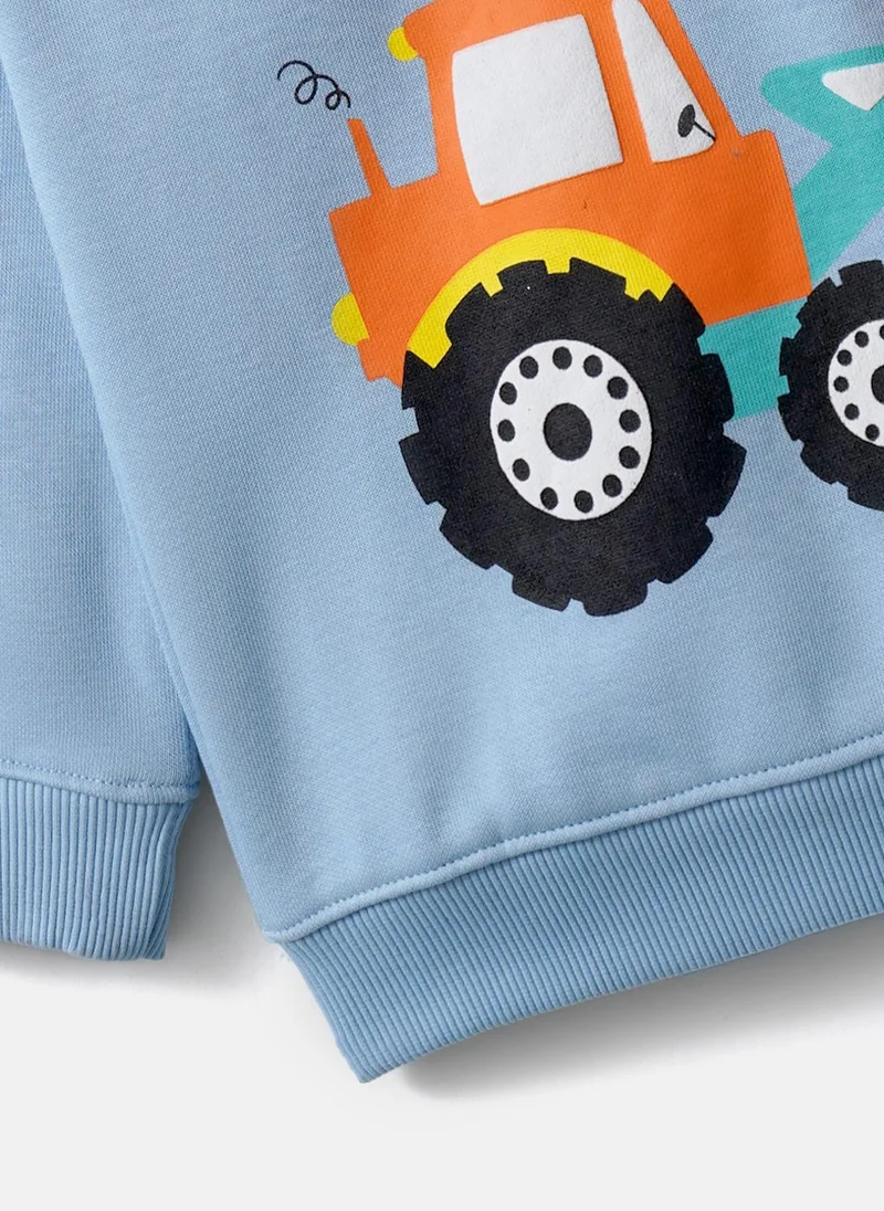 نوتيناتي Nautinati Tractor Print Fleece Sweatshirt and Joggers Set for Baby Boys