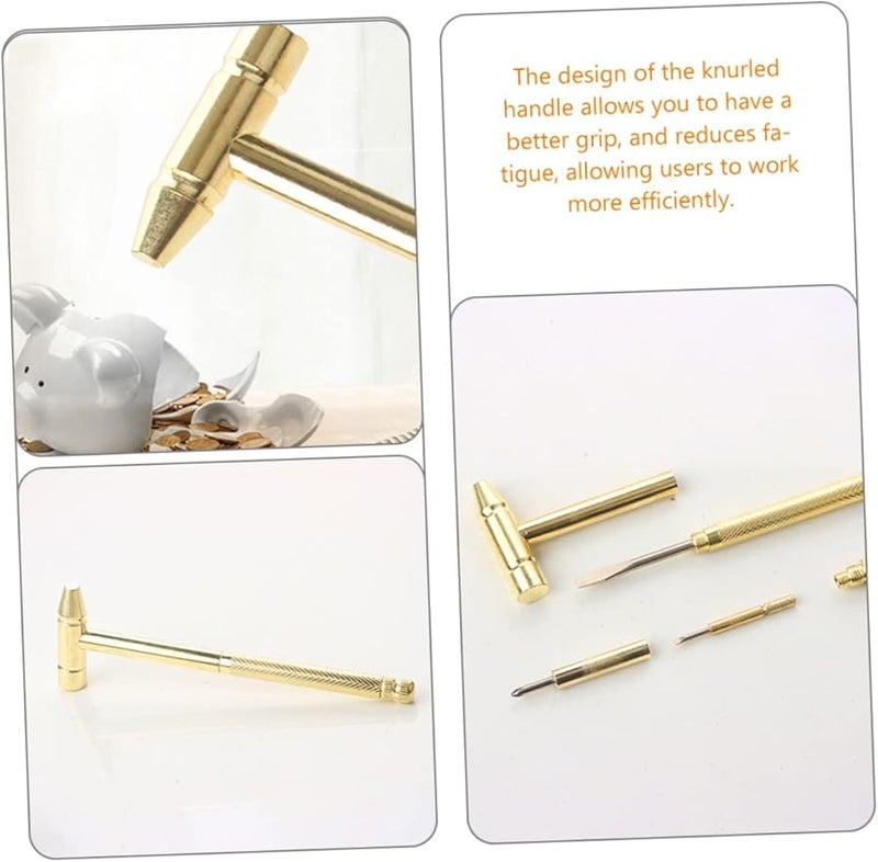Multifunction Copper Mini Hammer with Screwdrivers Knurled Handle for Watch Repair and Precision Crafting - Image 3