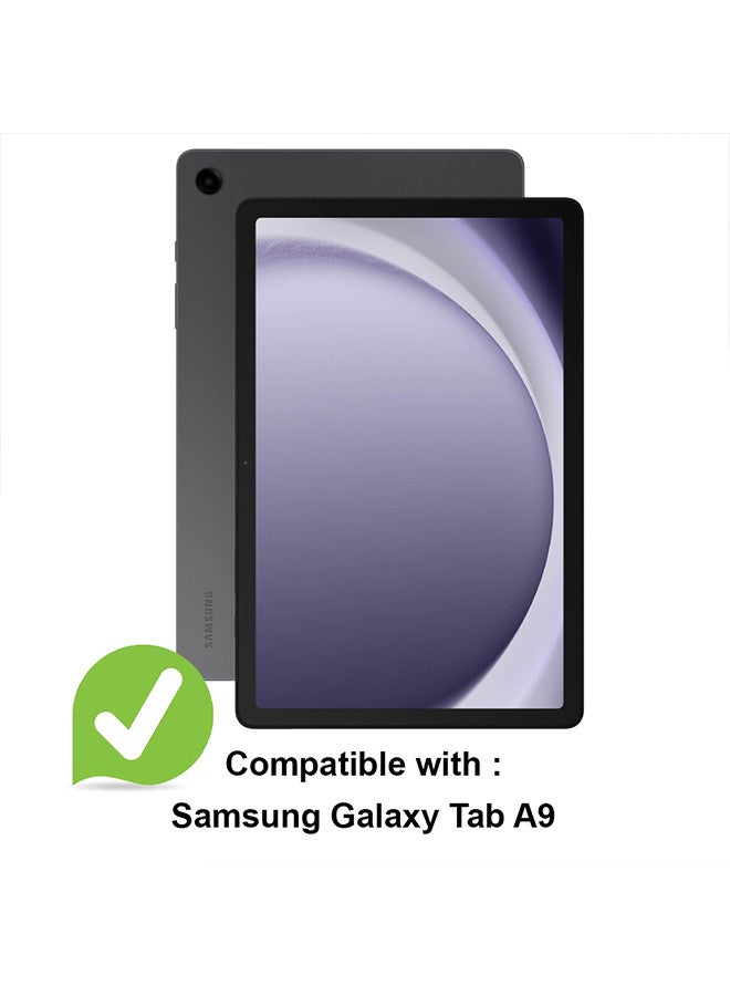 DUSALA (for Samsung Galaxy Tab A9) Folio Case Lightweight Slim Leather Cover with Pen Slot Shockproof Back Stand Cover Auto Wake/Sleep Black - Image 2