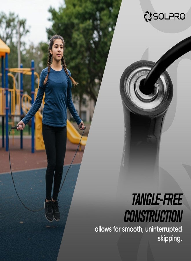 Solpro Ascend Adjustable Jump Rope Skipping Rope for men, women, kids, athletes | Unisex, Tangle-Free, Non-Slip, Durable | Ideal for fitness, cardio, agility & gym workouts. (Black) - Image 5