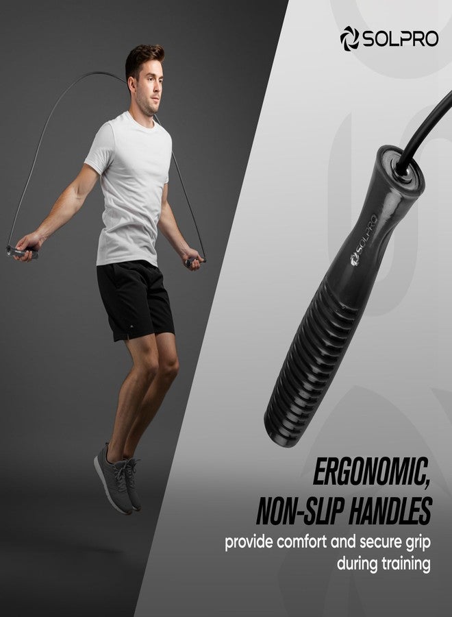 Solpro Ascend Adjustable Jump Rope Skipping Rope for men, women, kids, athletes | Unisex, Tangle-Free, Non-Slip, Durable | Ideal for fitness, cardio, agility & gym workouts. (Black) - Image 3