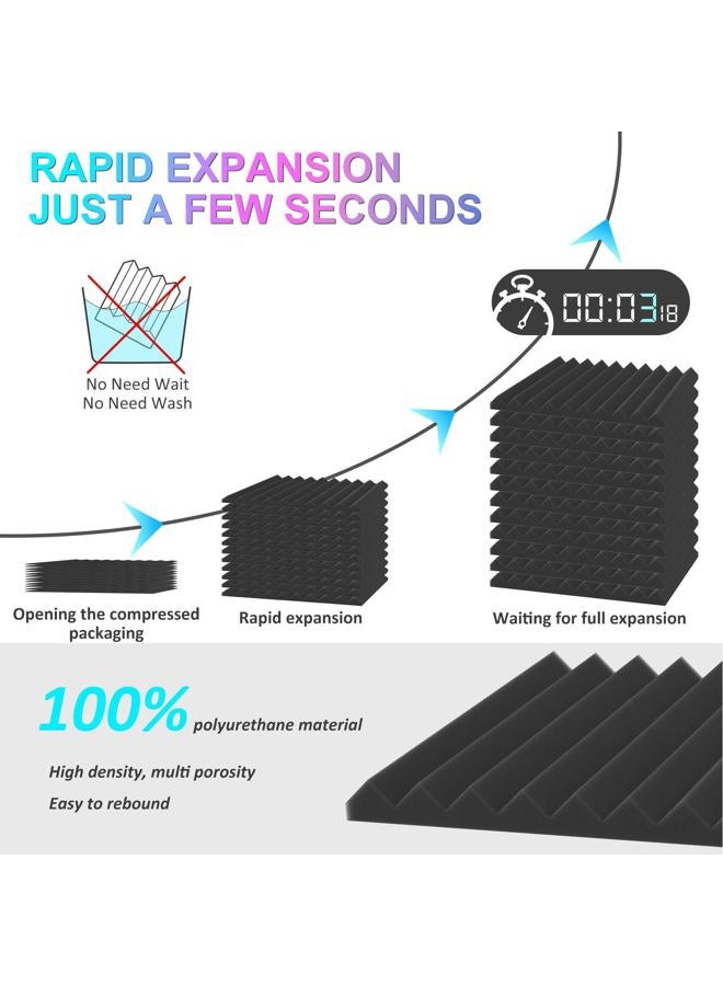 Jber 12 Pack Acoustic Foam Panels, 1" X 12" X 12" Studio Soundproofing Wedges Fire Resistant Sound Proof Padding Acoustic Treatment Foam (Black) - Image 4