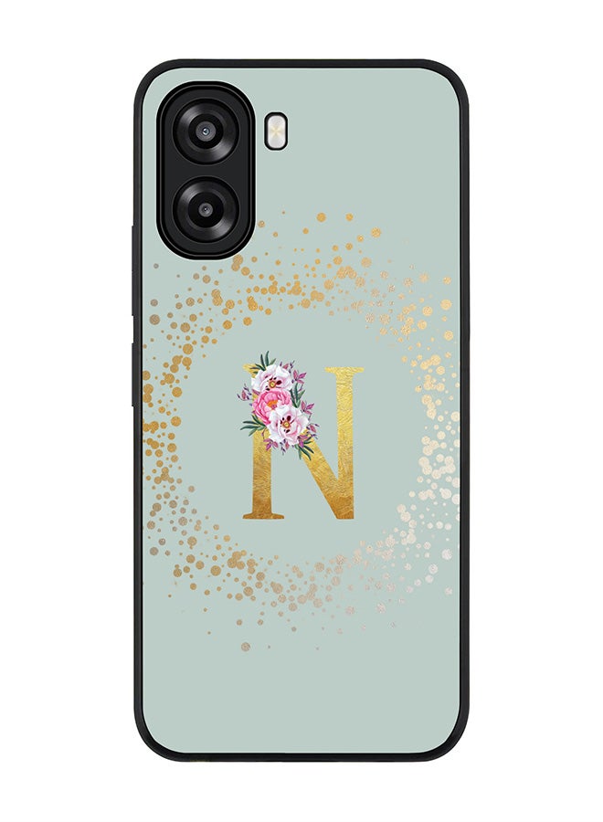Stylizedd For Oppo A6x 5G / A6x 4G Case,Slim fit Camera Protection, Shockproof Thin Phone cover  - Custom Monogram Floral - N  (Light Grey ) - Image 1