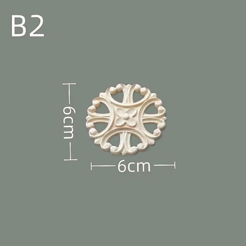 B2 6CMx6CM Solid Wood Round Hollow Flower Carvings For Wardrobe Door Enhancement - Image 3