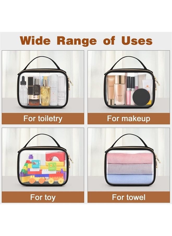 Wedama TSA Approved Toiletry Bags, 2 Pack Clear Makeup Bags with Handles, Large Opening Clear Toiletry Bags, PVC Clear Cosmetic Bags for Women and Men, Clear Cosmetic Bags with Double Zipper, Black  - Image 2