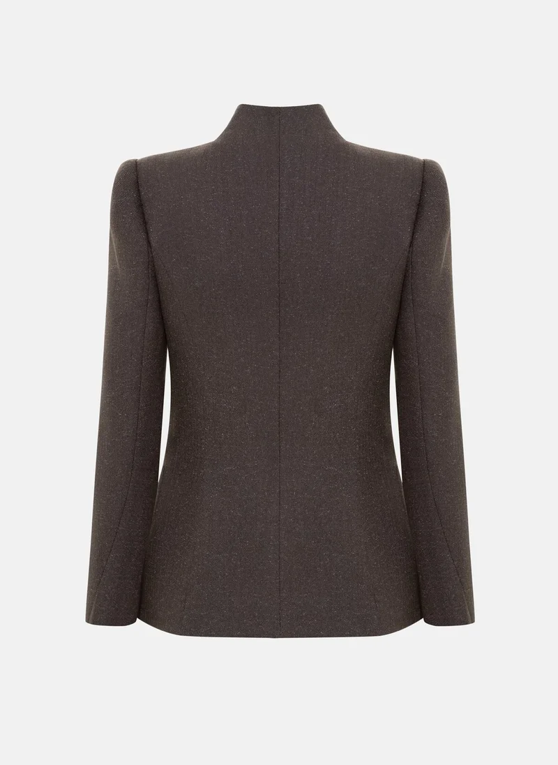 Lichi  Single-breasted jacket with a high collar and hidden fastening for Women | Best Price UAE