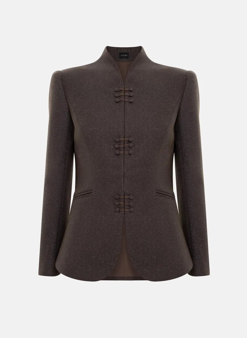 Lichi  Single-breasted jacket with a high collar and hidden fastening for Women | Best Price UAE