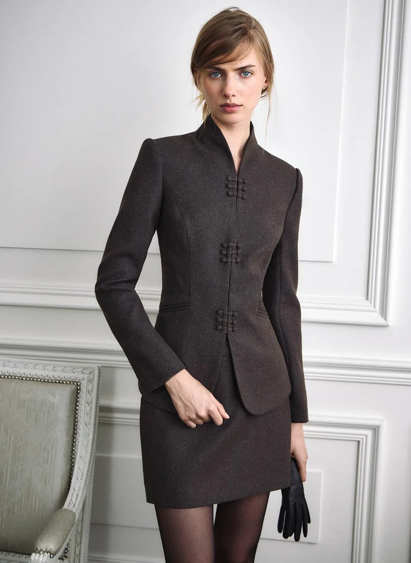 Lichi  Single-breasted jacket with a high collar and hidden fastening for Women | Best Price UAE