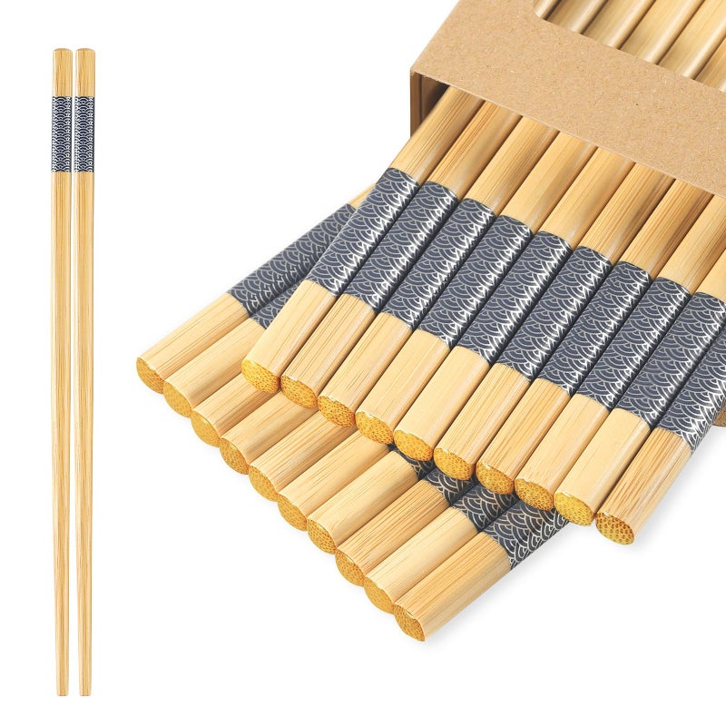 LOROTOCO Bamboo Chopsticks Reusable 20Pairs | Eating | Non slip | Chinese -ï¼ˆ9.45inï¼‰ - Image 1