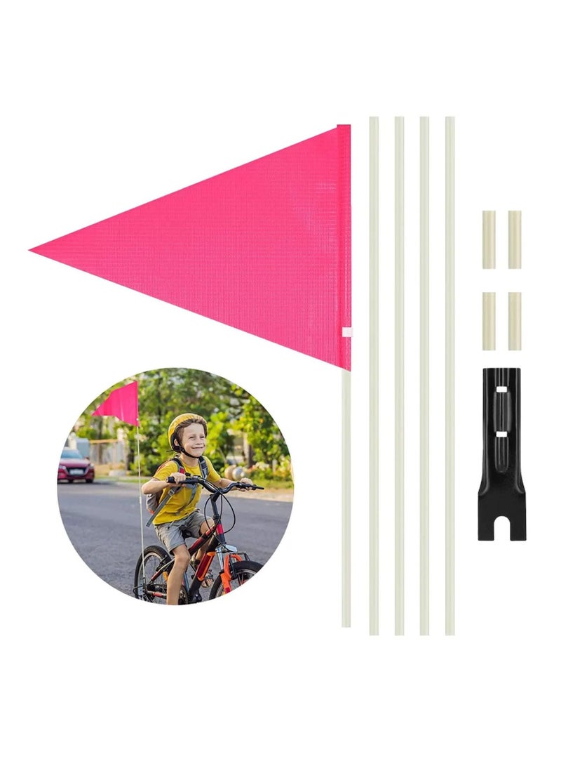 Captaintech 6ft Bike Safety Flag with Fiberglass Pole & Mounting Bracket, Bike Trailer Safety Flag, with Bicycle Mounting Bracket Height, Visibility Bicycle Safety Flag for Kids & Adults (Pink) - Image 1