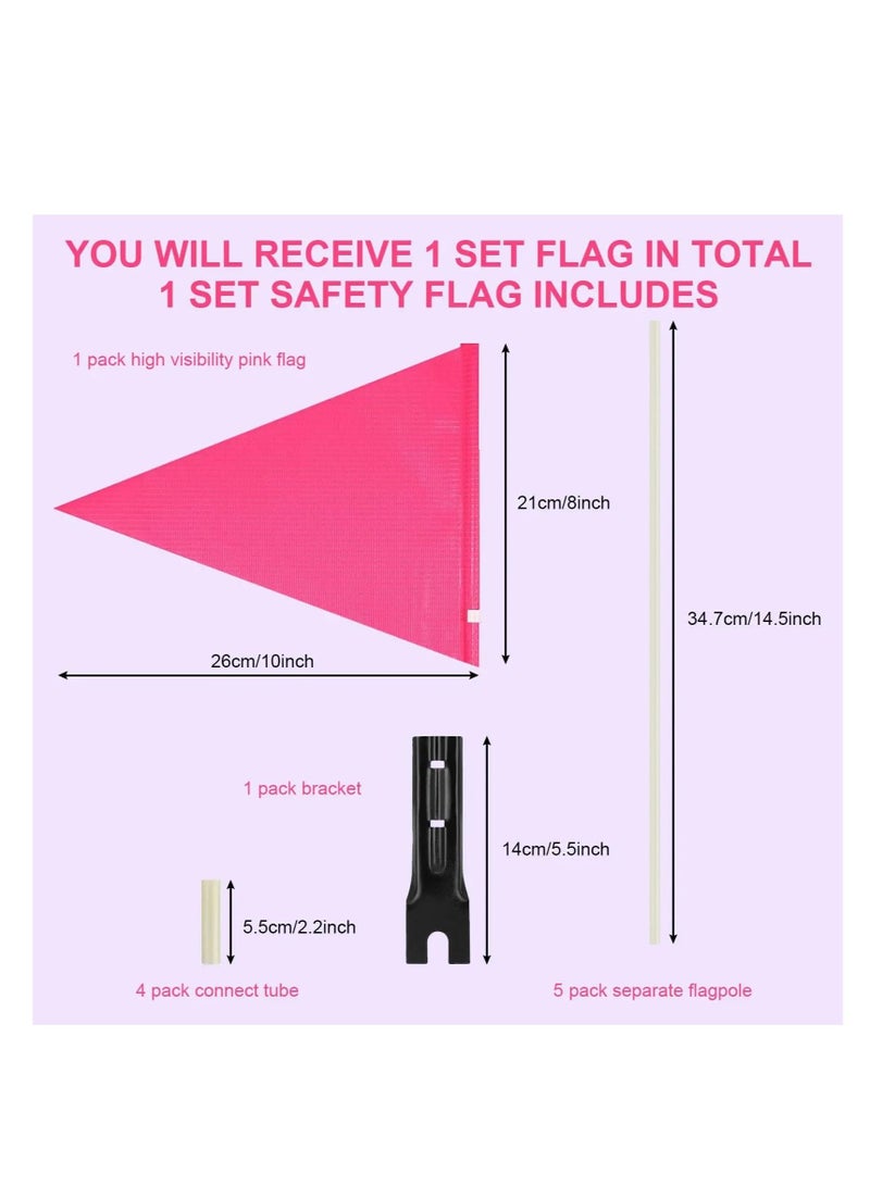Captaintech 6ft Bike Safety Flag with Fiberglass Pole & Mounting Bracket, Bike Trailer Safety Flag, with Bicycle Mounting Bracket Height, Visibility Bicycle Safety Flag for Kids & Adults (Pink) - Image 2