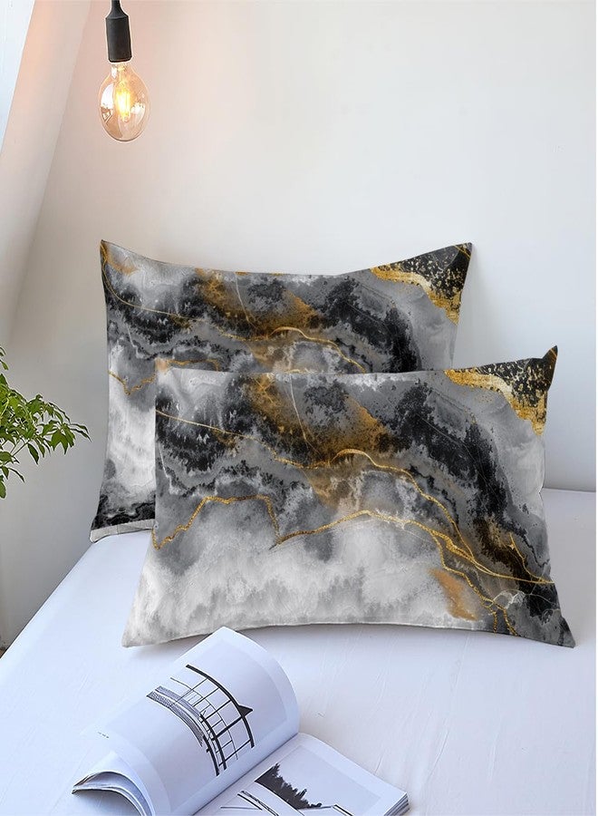 CCoutueChen Black Grey Marble Comforter Set Queen Size Gold Glitter Marbling Bedding for Kids Teens Adult Bedroom Watercolor Grey Bedding Comforter Sets Modern Marble Aesthetic Down Comforter - Image 5