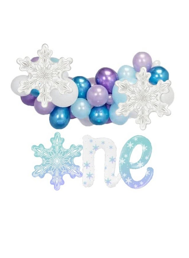 CYMYLAR 45 Pcs Snowflake Balloons for Baby Shower Christmas Winter Wonderland Snow Princess Ice Frozen Birthday Party Decorations Supplies  - Image 1