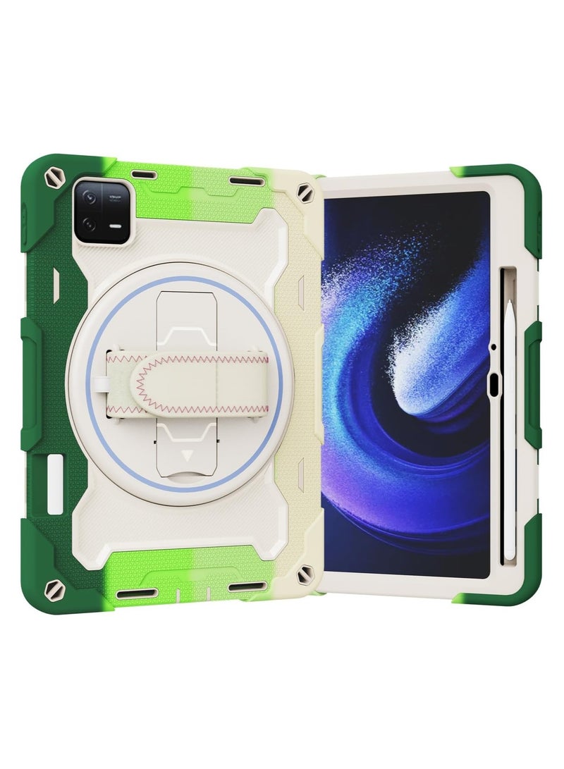 Case Kids Case For Xiaomi Mi Pad 6/6 Pro 2023 11.2 inch,Multi-Angle Elastic Bracket+360° Adjustable Swivel Hand Strap Three-in-one Shatter-Resistant Shell, Drop-Proof,Shoulder Strap Pad Case C - Image 1