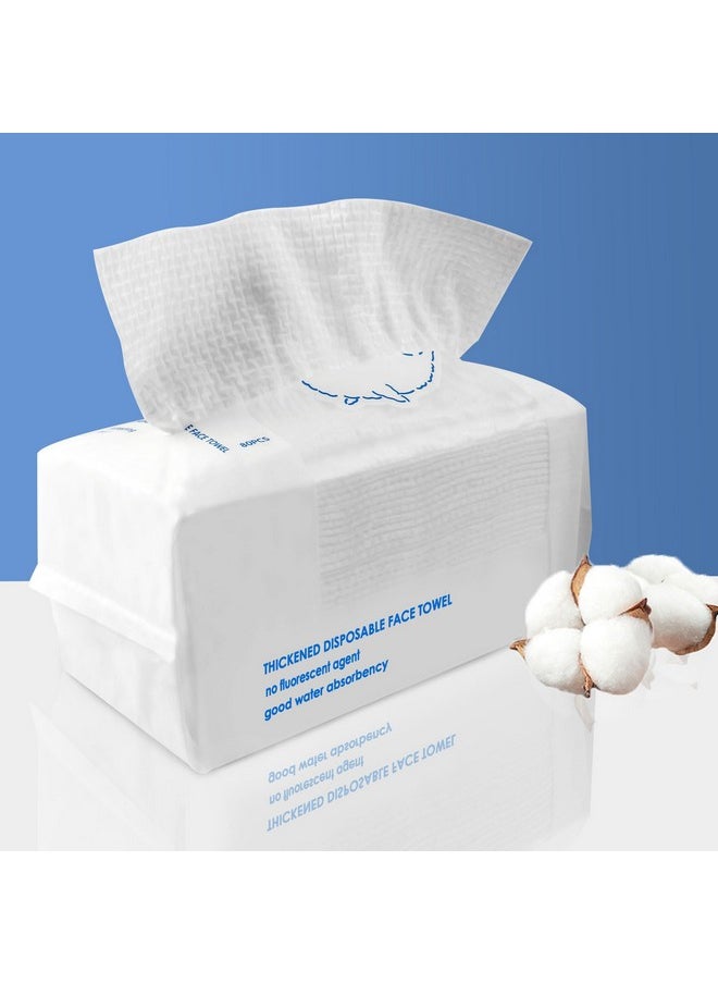 Thick Disposable Face Towels, 100% Cotton Biodegradable Facial Wipes, Ultra Soft Face Towels For Drying, Face Towelettes Disposable Multi-Purpose For Cleansing, Skincare And Makeup Remover, 80 Count