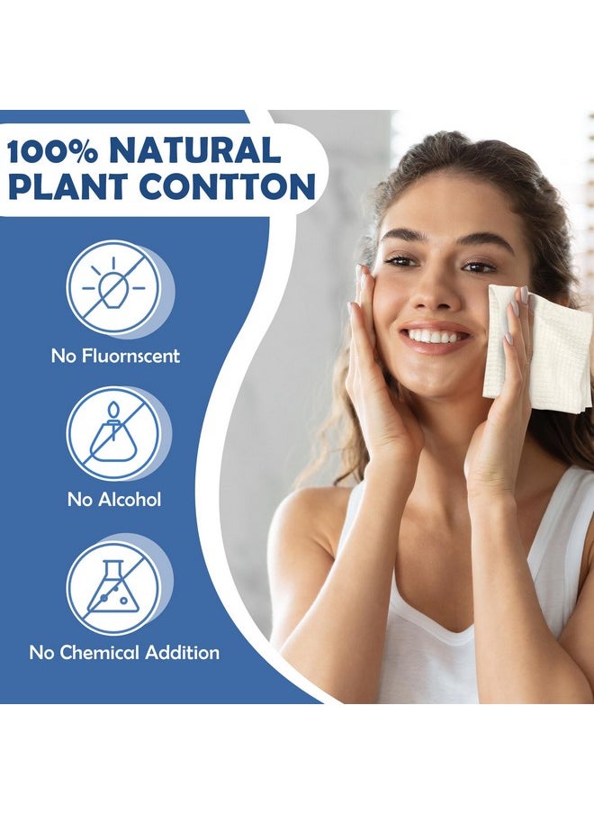 Thick Disposable Face Towels, 100% Cotton Biodegradable Facial Wipes, Ultra Soft Face Towels For Drying, Face Towelettes Disposable Multi-Purpose For Cleansing, Skincare And Makeup Remover, 80 Count