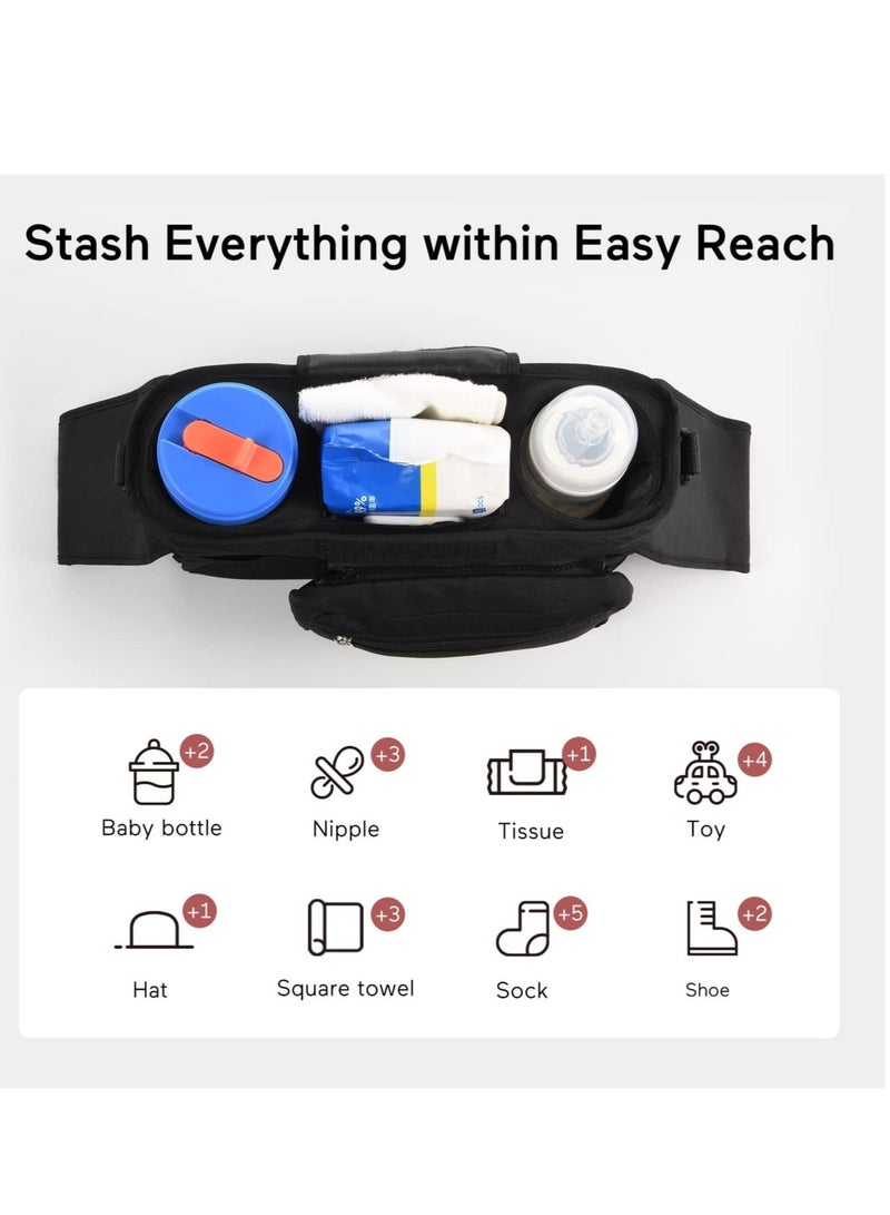 كابتن تيك Universal Stroller Organizer With Insulated Cup Holder Detachable Phone Bag & Shoulder Strap, Fits For Like Uppababy, Baby Jogger, Britax, Bob, Umbrella And Pet - Image 3