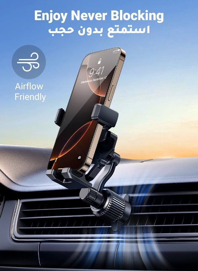 Ugreen Mobile Holder For Car Car Phone Holder For Air Vent Car Mobile Holder With Auto Lock And Hook Shape Clip Not Block Air Vent Phone Holder Car Fit Big Phone iPhone 15 16 Series, Samsung S24 S23, Xiaomi Black - Image 4