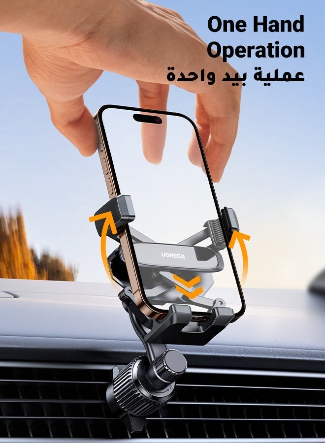 Ugreen Mobile Holder For Car Car Phone Holder For Air Vent Car Mobile Holder With Auto Lock And Hook Shape Clip Not Block Air Vent Phone Holder Car Fit Big Phone iPhone 15 16 Series, Samsung S24 S23, Xiaomi Black - Image 3