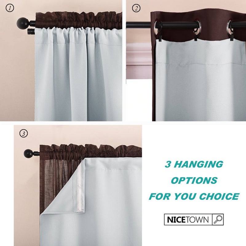NICETOWN Black Out Window Curtain Liner - Thermal Insulated Blackout Drape Liners for 84 inch Curtains, Blackout Curtain Liners White (W=45 H=77, 2 Pieces, Hooks Included, Greyish White) - Image 3