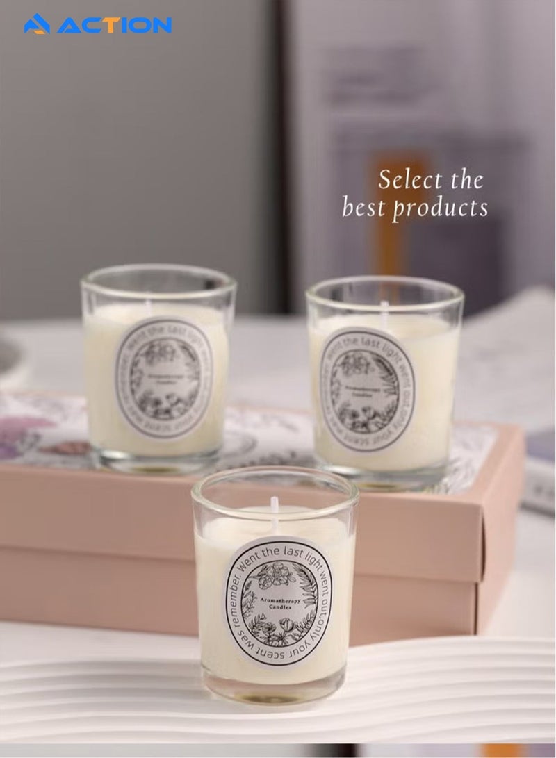 أكشن مجموعة من 3 شموع معطرة، ثلاث روائح مختلفة، اللون: أبيض - Image 4