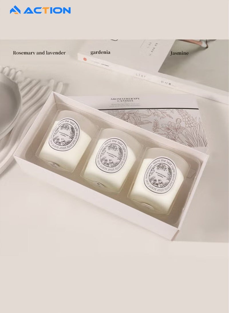 أكشن مجموعة من 3 شموع معطرة، ثلاث روائح مختلفة، اللون: أبيض - Image 2
