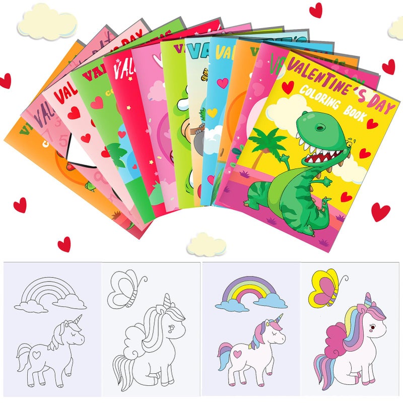 Qpout 12 Pcs Valentines Day Coloring Books Bulk for Party Favors Cute Mini Coloring Booklets DIY Art Drawing Book Set for Valentine Party Goodie Bag Filler School Activity Supplies - Image 3