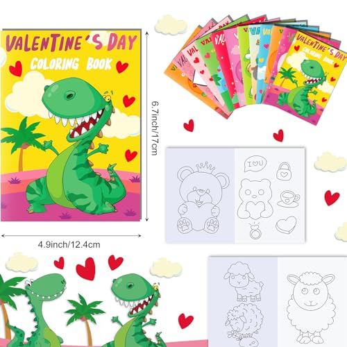 Qpout 12 Pcs Valentines Day Coloring Books Bulk for Party Favors Cute Mini Coloring Booklets DIY Art Drawing Book Set for Valentine Party Goodie Bag Filler School Activity Supplies - Image 5