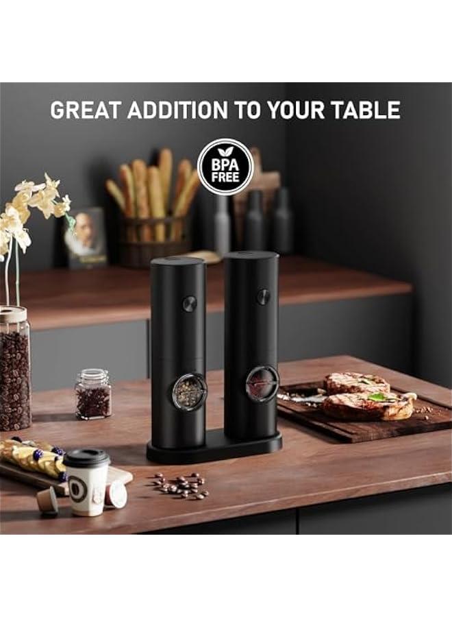 HOOKOR Premium Electric Salt and Pepper Grinder Set - Adjustable Coarseness, Battery Powered with LED Light, One Hand Automatic Operation, 2 Pack - Image 2