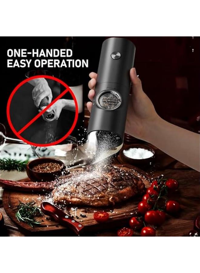 HOOKOR Premium Electric Salt and Pepper Grinder Set - Adjustable Coarseness, Battery Powered with LED Light, One Hand Automatic Operation, 2 Pack - Image 3