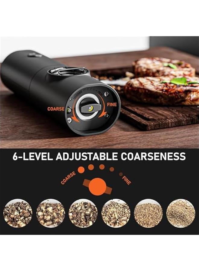 HOOKOR Premium Electric Salt and Pepper Grinder Set - Adjustable Coarseness, Battery Powered with LED Light, One Hand Automatic Operation, 2 Pack - Image 4