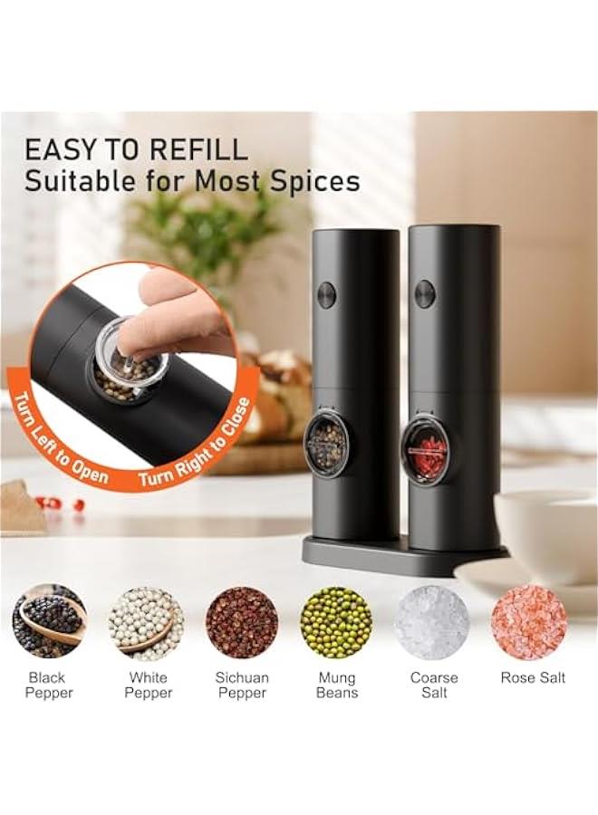 HOOKOR Premium Electric Salt and Pepper Grinder Set - Adjustable Coarseness, Battery Powered with LED Light, One Hand Automatic Operation, 2 Pack - Image 5