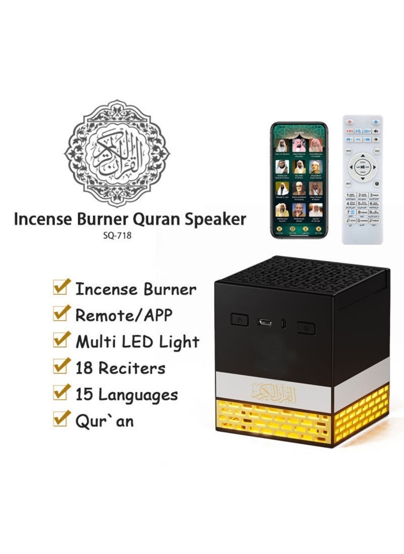 TIGER Quran Speaker With Bakhoor Burner Bluetooth Speaker With App And Remote Control Quran Speaker With Multi LED Lights Options 15 Languages 18 Reciters Kaaba Speaker SQ-718 8GB Storage - Image 4