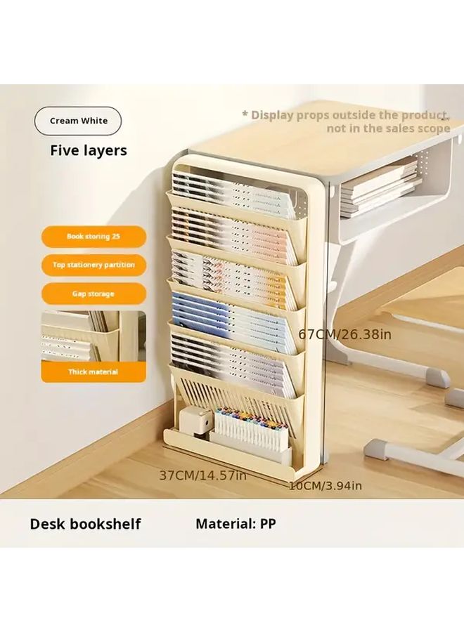 3 Tier Cream White Mobile Storage Cabinet With Casters Space Saving Bookcase Organizer - Image 4