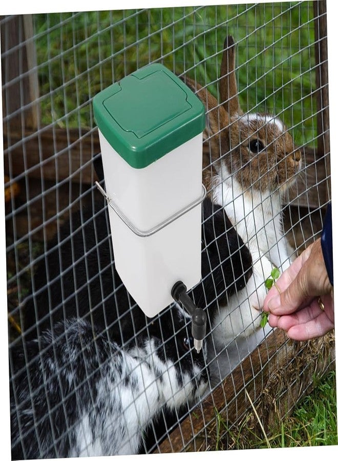 Bethlehem Automatic Drinker Water Rabbit 500 ml Pet Water Bottle Dispenser for Rabbit Hutch, Cage Mounted, White and Green Pack 1 - Image 1