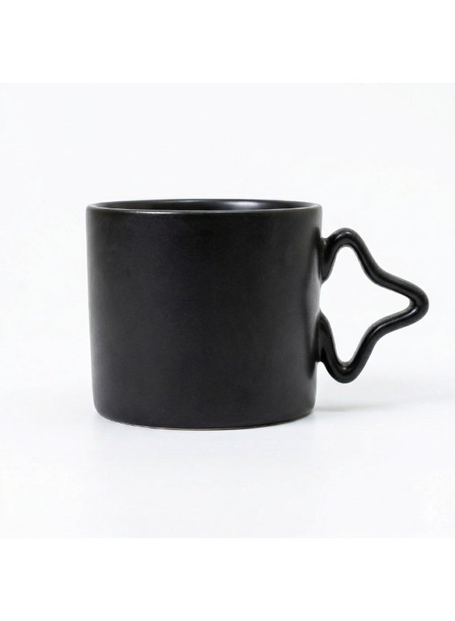 Home Pro Matte Black Coffee Mug with Unique Sculpted Handle – Modern Minimalist Tea Cup, Stylish Drinkware for Home & Office - Image 1