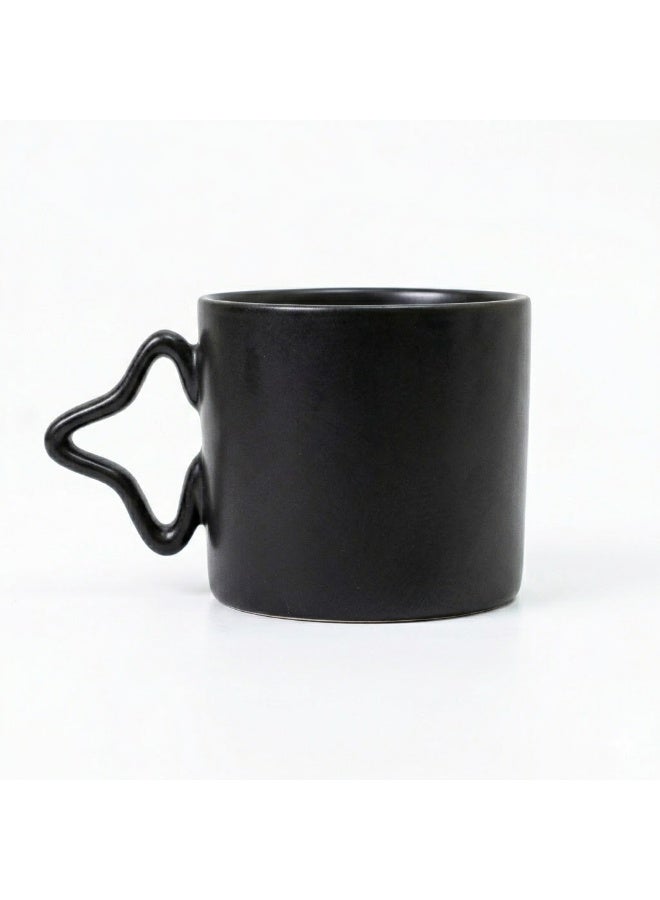 Home Pro Matte Black Coffee Mug with Unique Sculpted Handle – Modern Minimalist Tea Cup, Stylish Drinkware for Home & Office - Image 2