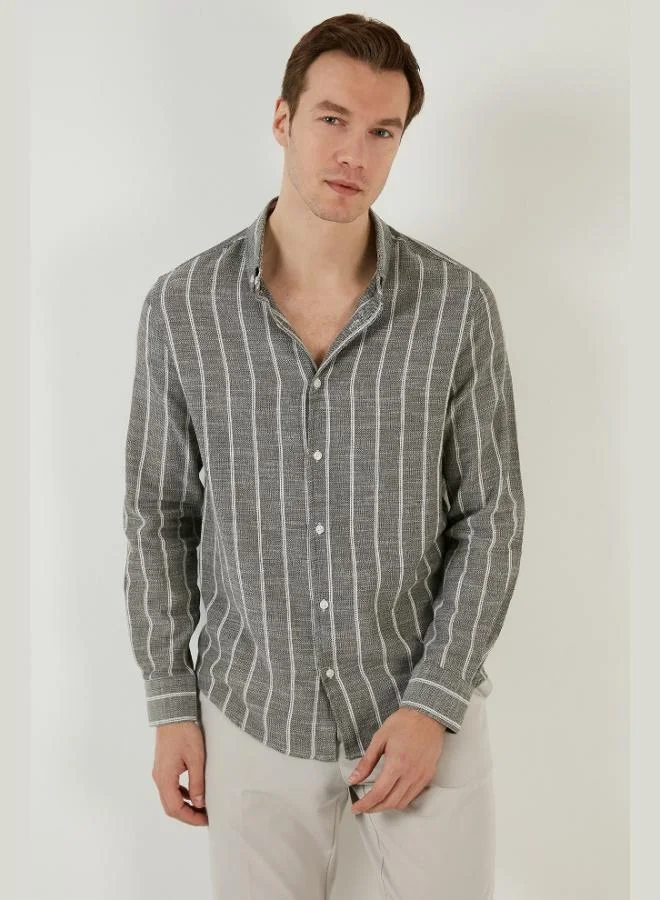 Buratti  Buratti Cotton Striped Regular Fit Button-down Collar Shirt Men's SHIRT CF21S112480 for Men | Best Price UAE