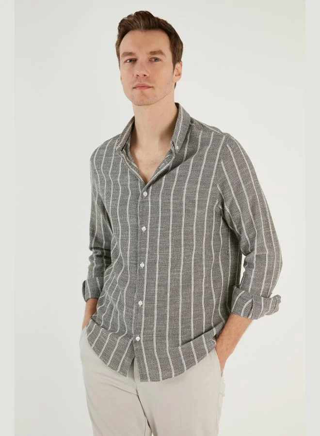 Buratti  Buratti Cotton Striped Regular Fit Button-down Collar Shirt Men's SHIRT CF21S112480 for Men | Best Price UAE