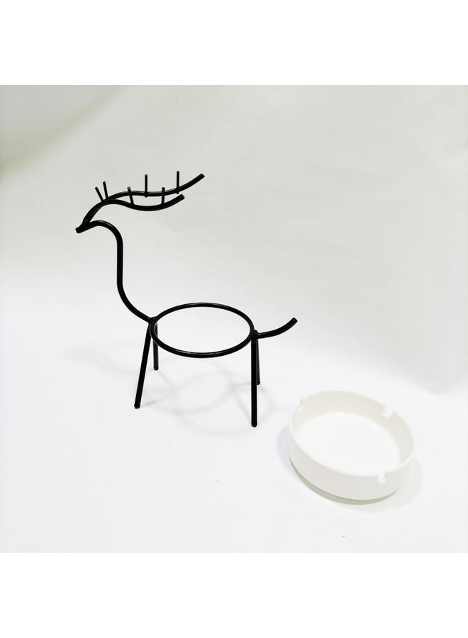 NIBEMINENT Decorative Metal Frame Ashtray Black/White - Image 2