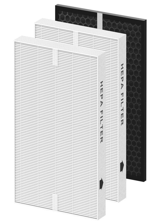Allisfresh PRF-51 HEPA Filter Replacement Compatible with Brondell PR50-B Revive Air Cleaner Purifier, Compare to part #PRF-51, 2 x True HEPA Filters + 1 x Active Carbon Filter - Image 1