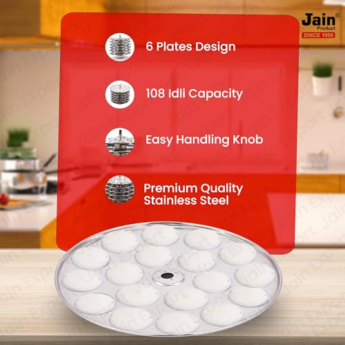 JAIN Stainless Steel Coin Idli Maker | Mini Idli Stand for 45 Mini Idlis | 3 Plate Idli Cooker Stand for Soft & Fluffy Idlis | Pressure Cooker & Steamer Compatible | Kitchen Cookware - Image 2