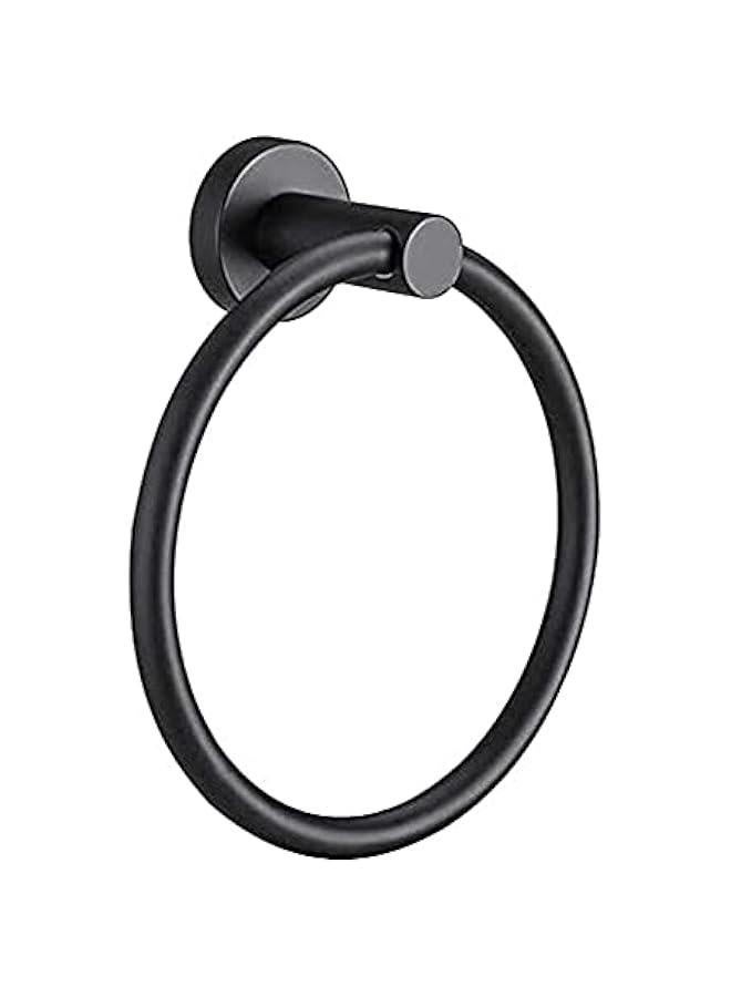 Stainless Steel Black Towel Ring for Bathroom, Kitchen Hand Towel Holder Ring Hanger Circle Round Towel Rack Wall Mount Matt Black