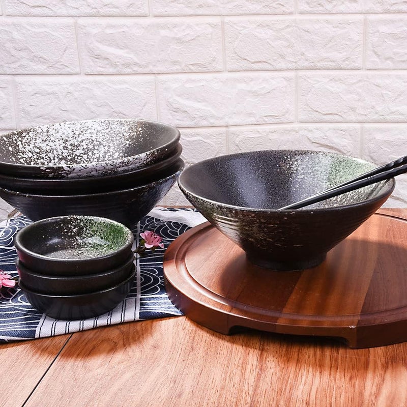 LMRLCS Ceramic Ramen Bowl Set  335 oz Japanese 78 Inch Large Porcelain Noodle Bowls for Cereal Soup Pho Udon Asian Noodles  Deep Serving Bowls Set of 4 - Image 3