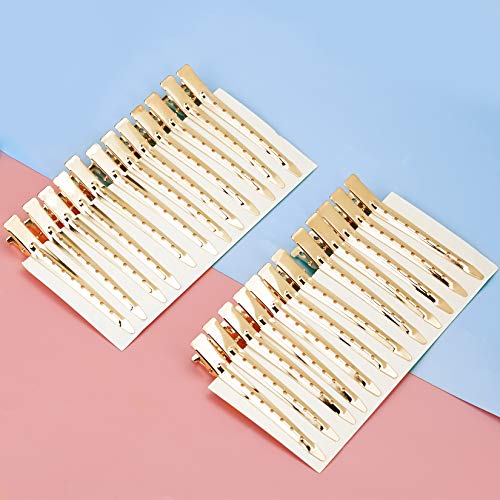 Bantoye 24 Packs Duck Bill Clips, Bantoye 3.35 Inches Rustproof Metal Alligator Curl Clips with Holes for Hair Styling, Hair Coloring, Gold - Image 5