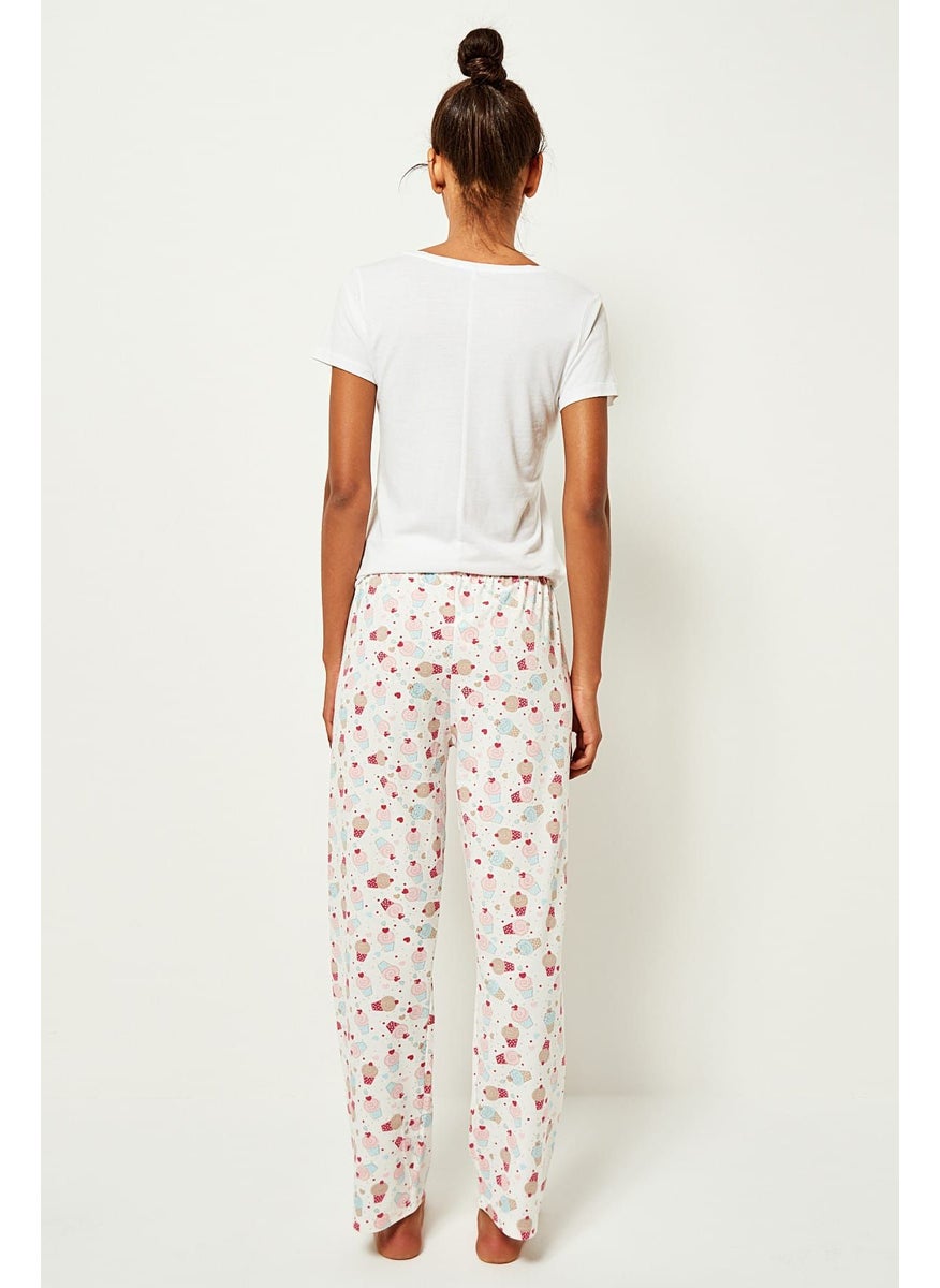 trendyol - V-Neck T-Shirt & Printed Pyjama Set - Image 1