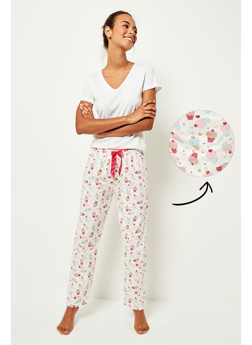 trendyol - V-Neck T-Shirt & Printed Pyjama Set - Image 1