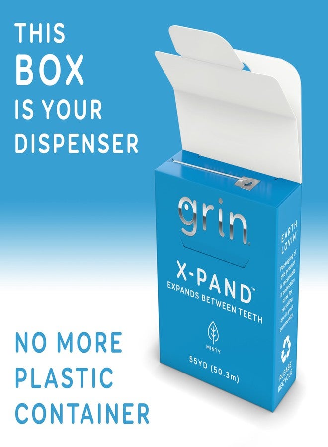 GRIN X-Pand Floss Box, Expands Between Teeth, 55 Yards (50.3m), Minty Flavor, Recyclable Packaging, 165 Feet of Strong Fine Dental Floss, No More Plastic Container, No Shredding or Breaking - Image 2