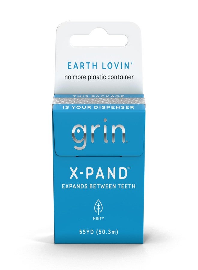 GRIN X-Pand Floss Box, Expands Between Teeth, 55 Yards (50.3m), Minty Flavor, Recyclable Packaging, 165 Feet of Strong Fine Dental Floss, No More Plastic Container, No Shredding or Breaking - Image 1