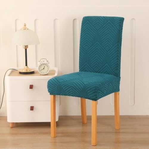 Styleys Elastic Jacquard Chair Covers for Dining Room Removable Washable Chair Cover Protector Slipcovers (Pack of 6, Teal, JSMC5) - Image 2